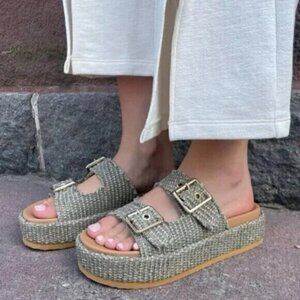 STEVE MADDEN Karrigan Womens Platform Sandals in Olive Size US 8.5